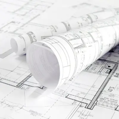 Close up of architectural drawing plans