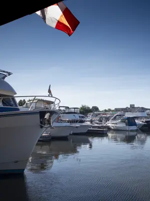 Boats in the Peterborough Marina on a clear sunny day